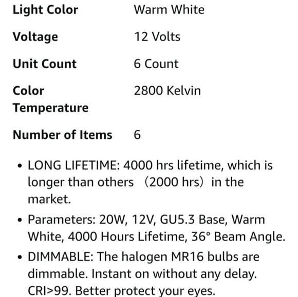 Halogen Light Bulbs MR16 20 Watt - New - Picture 7 of 8